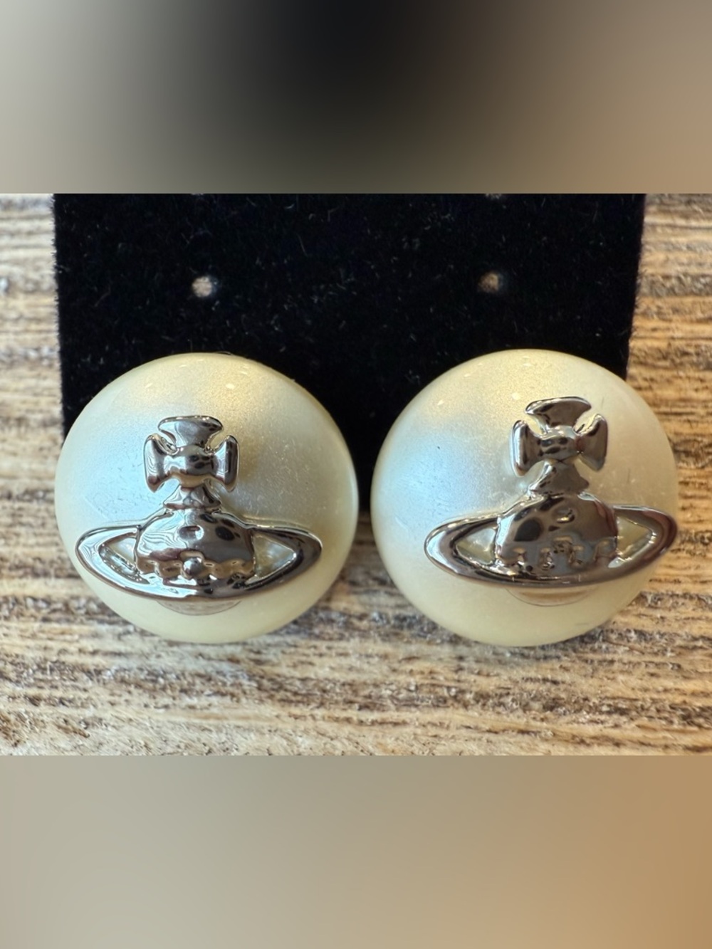 Vivienne Westwood Faux Pearl Iconic Gold-Tone Logo Button Earrings